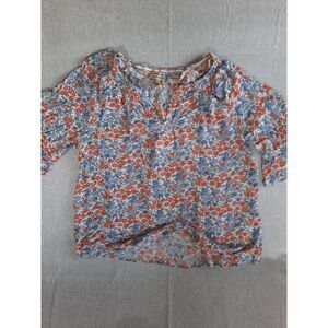 Democracy Floral Print Blouse - Blue and Red